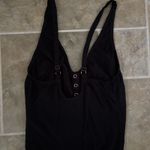 Free People  Bodysuit Womens XS Black Larissa V-Neck Partial Button Thong Back Photo 4