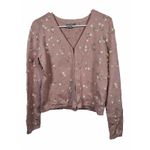 Worth Sweater Cardigan shell cami beaded Flower top fine knit Size‎ S Pink Photo 1