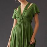 Anthropologie Deep V-Neck Vibrant Green Mini Dress Cocktail Size 4 Photo 0