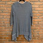 The Limited  Womens Large Cardigan Navy White Striped Open Asymmetrical Hem Knit‎ Photo 3