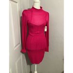 Anthropologie Long Sleeve Turtleneck Knit Sweater Mini Dress Barbie Pink Bodycon Photo 1