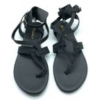 breckelle's  Womens Sandals Strappy Ankle Strap Faux Leather Buckle Black 8.5 Photo 1