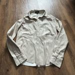 Lulus LULU’S Popular Opinion Beige Vegan Leather Button Up Oversized Shirt Photo 2