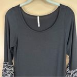 Voll Black White Floral Border Bell Sleeve Mini Dress Small Whimsigoth Goth Photo 1