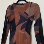 House Of CB  'Cassidy' Brown Mesh Printed Long Sleeve Midi Dress NWOT size‎ S Photo 2