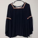 YA Los Angeles  black square neck embroidered blous Photo 0