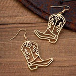 Western Cowboy/Cowgirl Boots Earrings Gold Photo 0