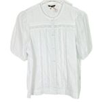 NWOT Violets & Roses Puff Sleeve Lace Detail Button Front Shirt Size Small S NEW Photo 0