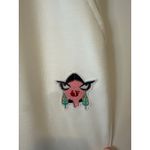 Badgley Mischka White Lounge Jogger Pants Embroidered Face Patch Size Large, NWT Photo 3