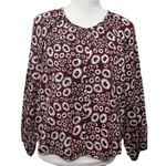 Outerknown Burgundy Folk Floral Top Women’s Size Small Organic Cotton Boho Pink Photo 1