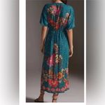 Anthropologie Blank London  Tatiana Dark Teal Floral Kaftan Midi Dress Photo 1