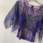 Covington Sheer Paisley Print 2 PIECE CHIFFON Layered Boho Top L Purple Photo 4