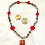 Purple red pressed flower choker Photo 2