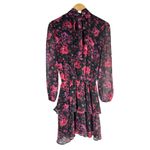 Socialite Nordstrom Long Sleeve Ruffle Mini Dress Size XS Hot Pink Floral Casual Photo 3