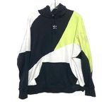 Adidas Hoodie Color Block Black White Lime Green Y2K Streetwear Loud Womens M Photo 2