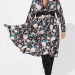 Torrid Floral Crepe De Chine Long Sleeve Button Up Midi Shirt Dress 3X Pockets Photo 0