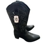 IUV Women’s Size 10 Black Leather Cowboy Cowgirl Boots Embroidered Pointy Toe Photo 4