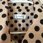Christopher & Banks CJ Banks Women's Jacket XL Beige with Black Polka Dots Denim Feel Long Sleeve Photo 4