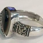 Sterling Silver Marcasite Jade Abalone Ring Photo 7