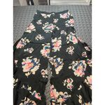 Elevenses Anthropologie  Floral Tansy Ruffle Pants Size 4 Black Satin‎ Wide Leg Photo 2