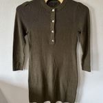 Talbots Size Large Olive Green Knit Sweater Dress Gold Buttons Long Sleeve Photo 0