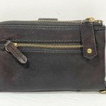 Fossil  Vintage Brown Leather Multi Card Slot Change Zipper Wristlet Wallet Photo 2