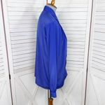 Vintage 80s Design Elements Pleated Removable Neck Bow Blouse Blue 10 Photo 2
