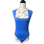 ZARA  L Blue Bodysuit Square Neck Sleeveless Tank Top Stretch Fitted Minimal NWT Photo 1