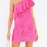 Farm Rio NWOT | Neon pink one shoulder dress | Small Photo 0