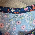 LOFT Floral Sleeveless Blouse Women's Size Small Navy Multicolor Print Photo 2