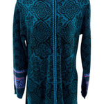 Icelandic Design Zip Sweater Coat Nordic Fair Isle Boho Tribal Wool Blend M Green Size M Photo 0