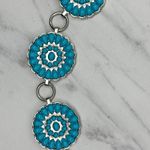 Chunky Blue Studded Concho Silver Chain Belt XS/Small (XS/S) Western Statement ✨ Photo 6