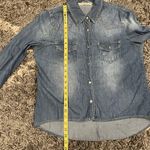 Vanilla Star Jeans Vanilla Star Womens Pearl Snap Western Shirt Large Blue Light Denim Jean Pockets Photo 8