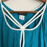 Venus Aqua Teal Blue Spring Summer Chiffon Casual Irregular Sleeve Top Photo 4
