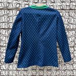 Vintage navy green polka dot double knit polyester blazer cardigan Blue Photo 2