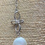 925 Silver Freshwater Pearl Necklace with Dainty Bow Accents Adjustable Chain Photo 4