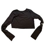 ASOS Cropped Fitted Grey Cotton L/S Tee with Screen Print on Sleeves Photo 3