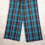 Urban Outfitters Wide Leg Plaid Trousers Teal and Gray Size 0 Photo 7