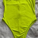 Neon Green square neck one pice back zipper Swimsuit, size M summer vacation Size M Photo 4