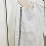Toy G. women's IT 40 rhinestone crystal embellish raw hem slim taper jeans 27x27 White Size 4 Photo 1