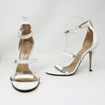 tamara mellon Frontline Clear Strappy Open Toe Stiletto High Heels Shoes White Photo 0