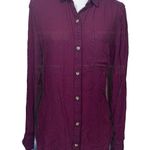 SO  Favorite Button-Down Shirt Women’s Size M Long Sleeve Burgundy Pocket Top Photo 0
