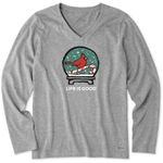 Life is Good Women’s Grey Snowglobe Cardinal Long Sleeve Shirt Size M Photo 0