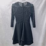 City Vibe Black 3/4 Sleeve Lace Mini Fit & Flare Dress size 1 Photo 5