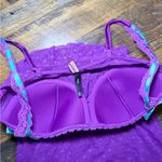 Victoria's Secret Purple Lace Trimmed Top with Teal Accents Babydoll Lingerie Sabrina Cute VS Photo 6