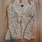 BCBGeneration MS&Co BCBG Maxazria Green Multi Color Flower Button Women's Knit Sweater small Photo 0