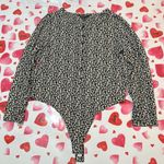 Banana Republic  Henley Bodysuit Black and White animal Pattern Long Sleeve XL Photo 0