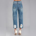 {28/7} EVIDNT Malibu Medium Wash Distressed Girlfriend Jeans Blue Photo 1
