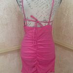 ZARA  PINK MAGENTA BEADED LINEN BLEND MINI DRESS OPEN BACK SZ M Photo 12