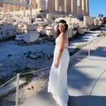 NWOT Lulus Santorini Scene White Metallic Gold Swiss Dot Lace Maxi Dress Photo 3